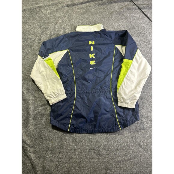 Nike Windbreaker Jacket Mens Large Blue White Full Zip Spell Out Swoosh Neon - Picture 8 of 10